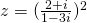 z=( \frac{2+i}{1-3i} ) ^2